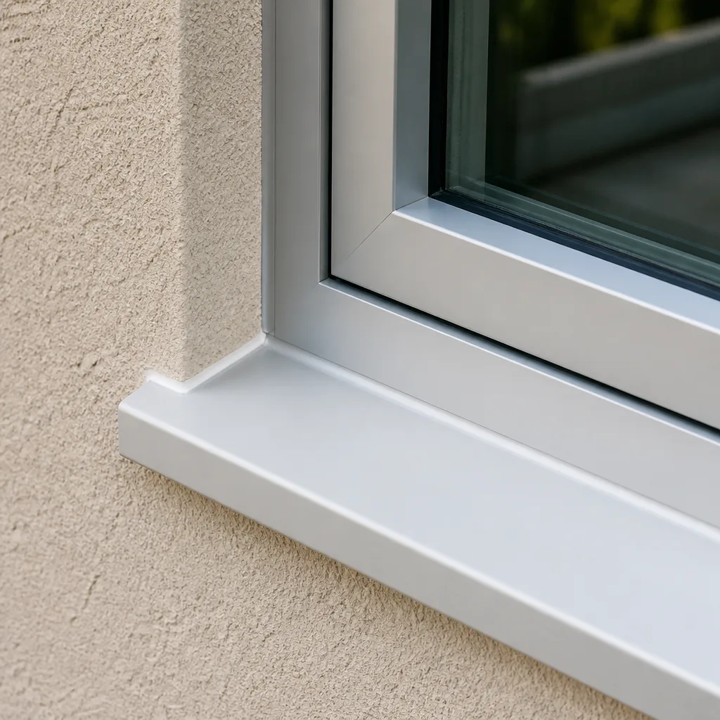 Modern aluminum window frame and sill installation with professional finish in Deerfield Beach, FL